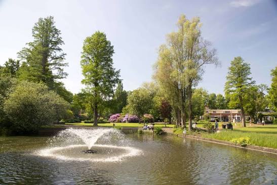 Kurpark in Bad Zwischenahn mit Teich und Springbrunnen